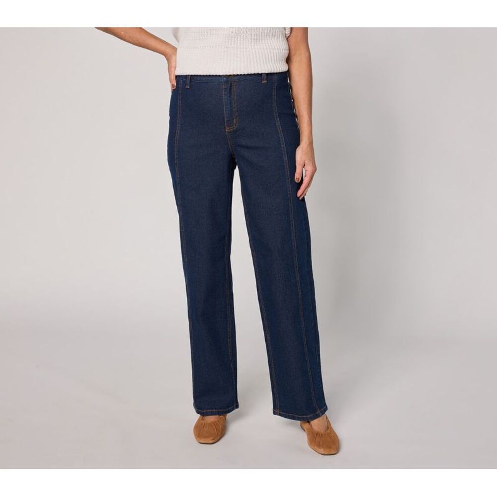 Splendid Women's Petite Pants 22P Denim & Co. Classic Tapered Ankle Blue A704299